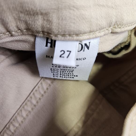 Hudson Women Taylor High Waist Flare Jean Park Beige Patch Pocket 27 Stretch Tan - Picture 9 of 16